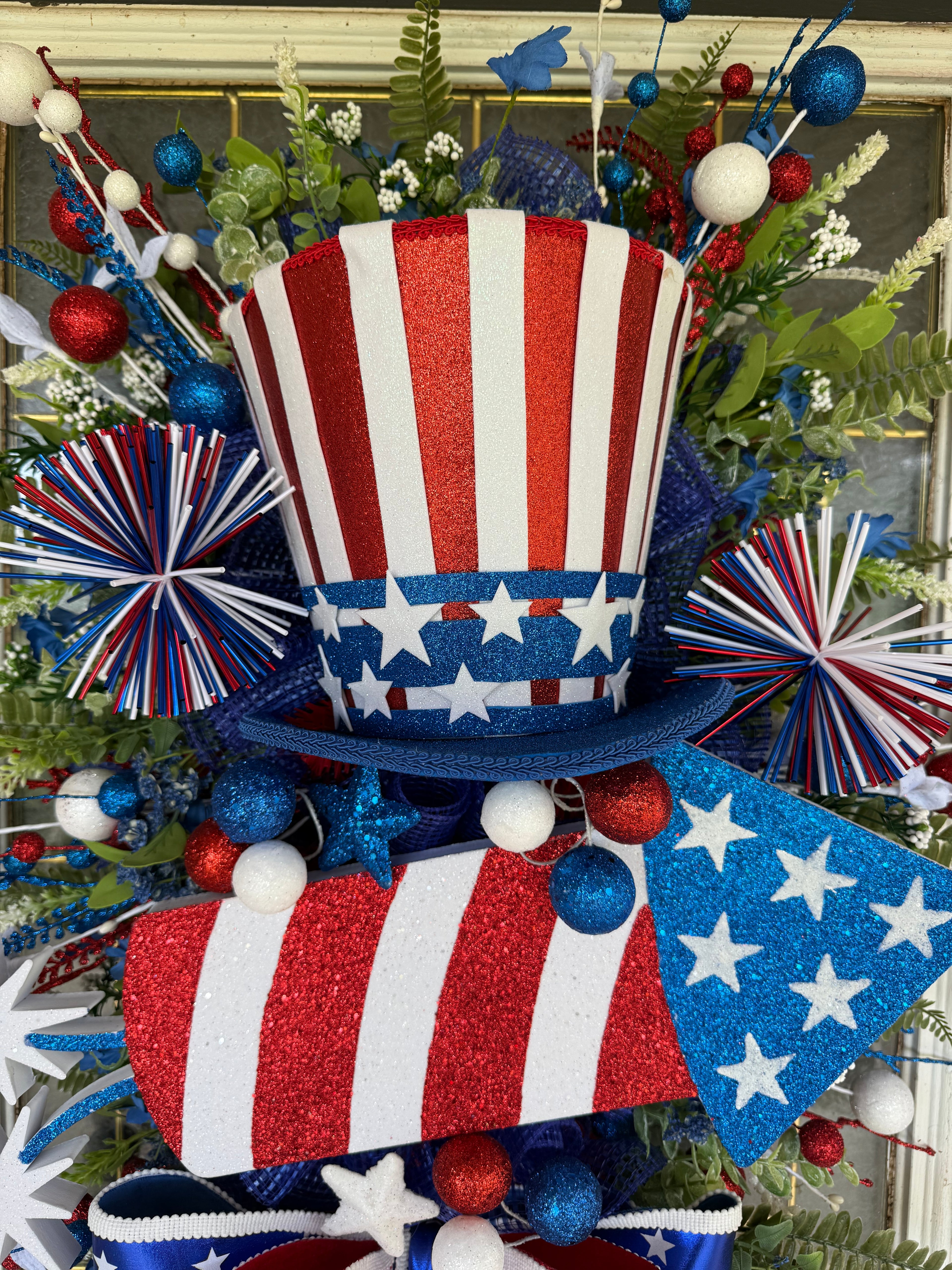 Uncle Sam Patriotic Door Swag – America 250 Front Door Decor