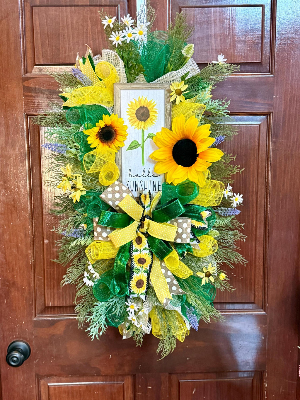 Sunflower Welcome Wreath | Farmhouse Hello Sunshine Door Hanger