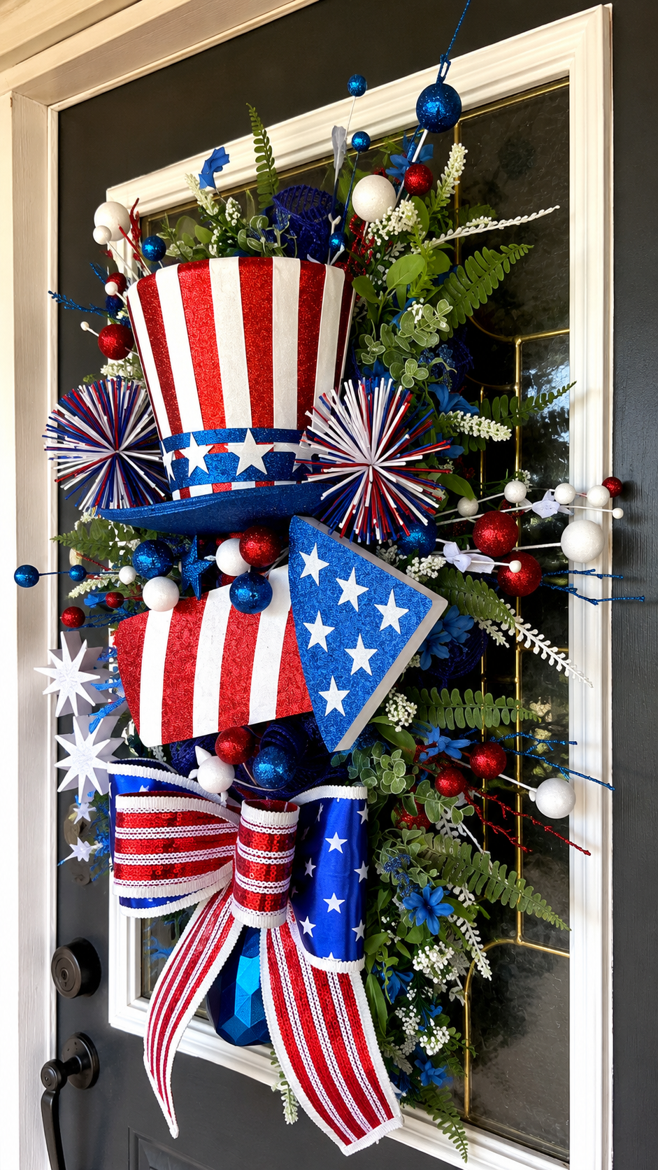 Uncle Sam Patriotic Door Swag – America 250 Front Door Decor