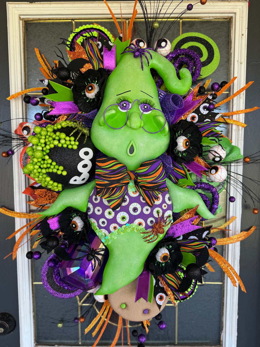 Boobert the Friendly Fun Ghost Halloween Wreath | Luxury Whimsical Front Door Decor | 28x20x8