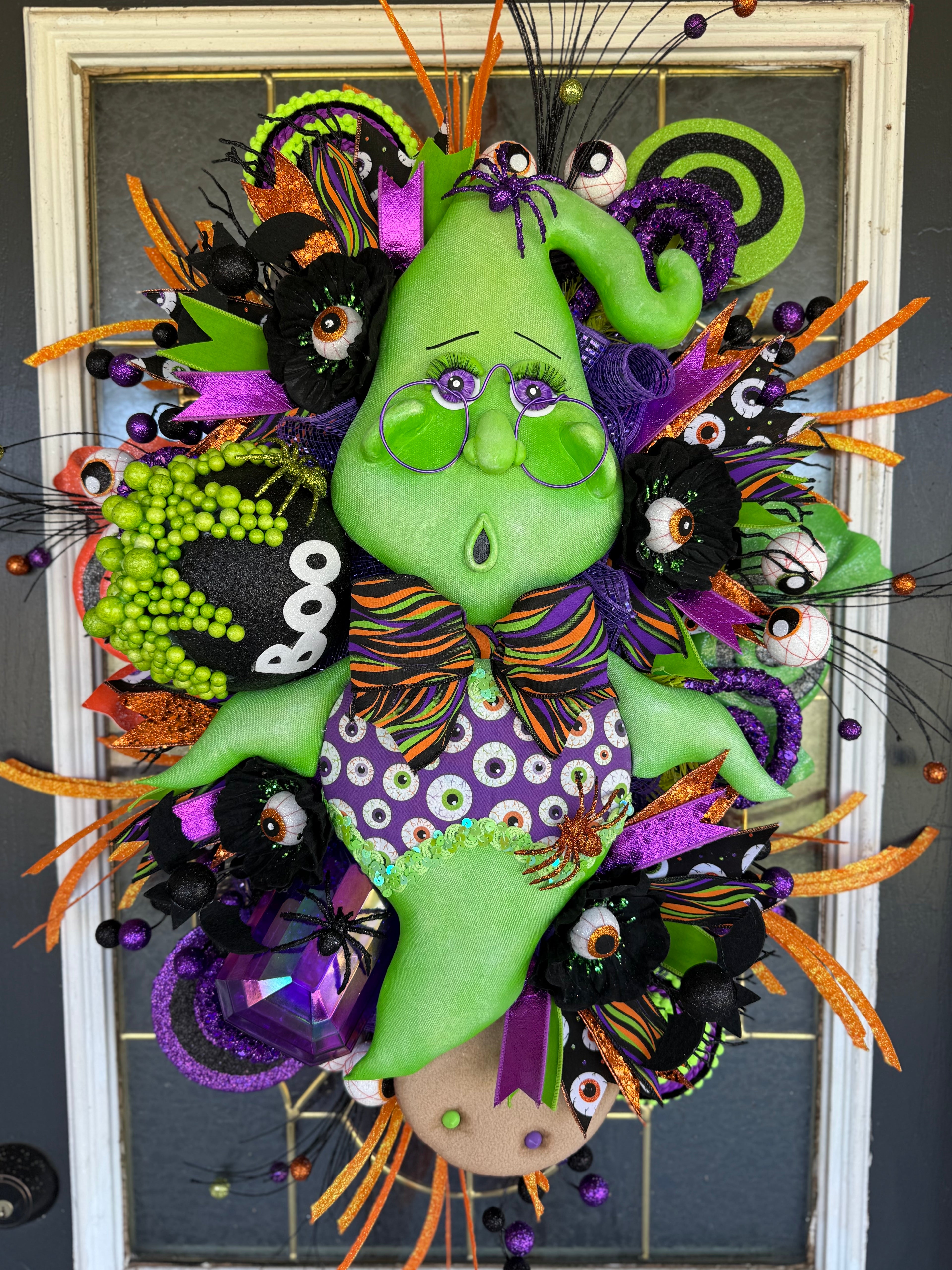 Boobert the Friendly Fun Ghost Halloween Wreath | Luxury Whimsical Front Door Decor | 28x20x8
