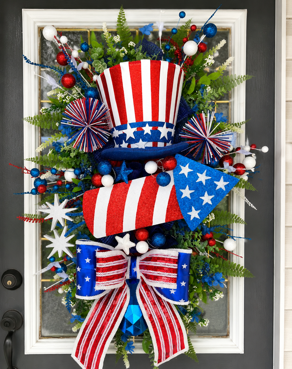 Uncle Sam Patriotic Door Swag – America 250 Front Door Decor