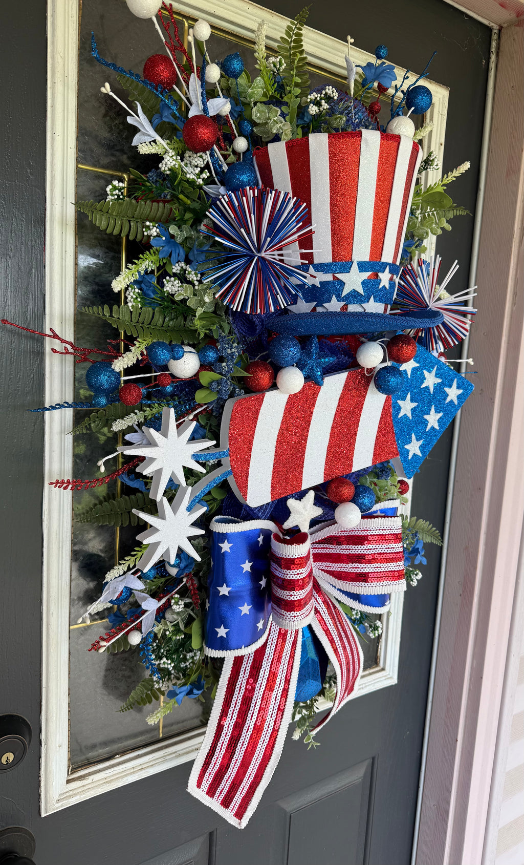 Uncle Sam Patriotic Door Swag – America 250 Front Door Decor