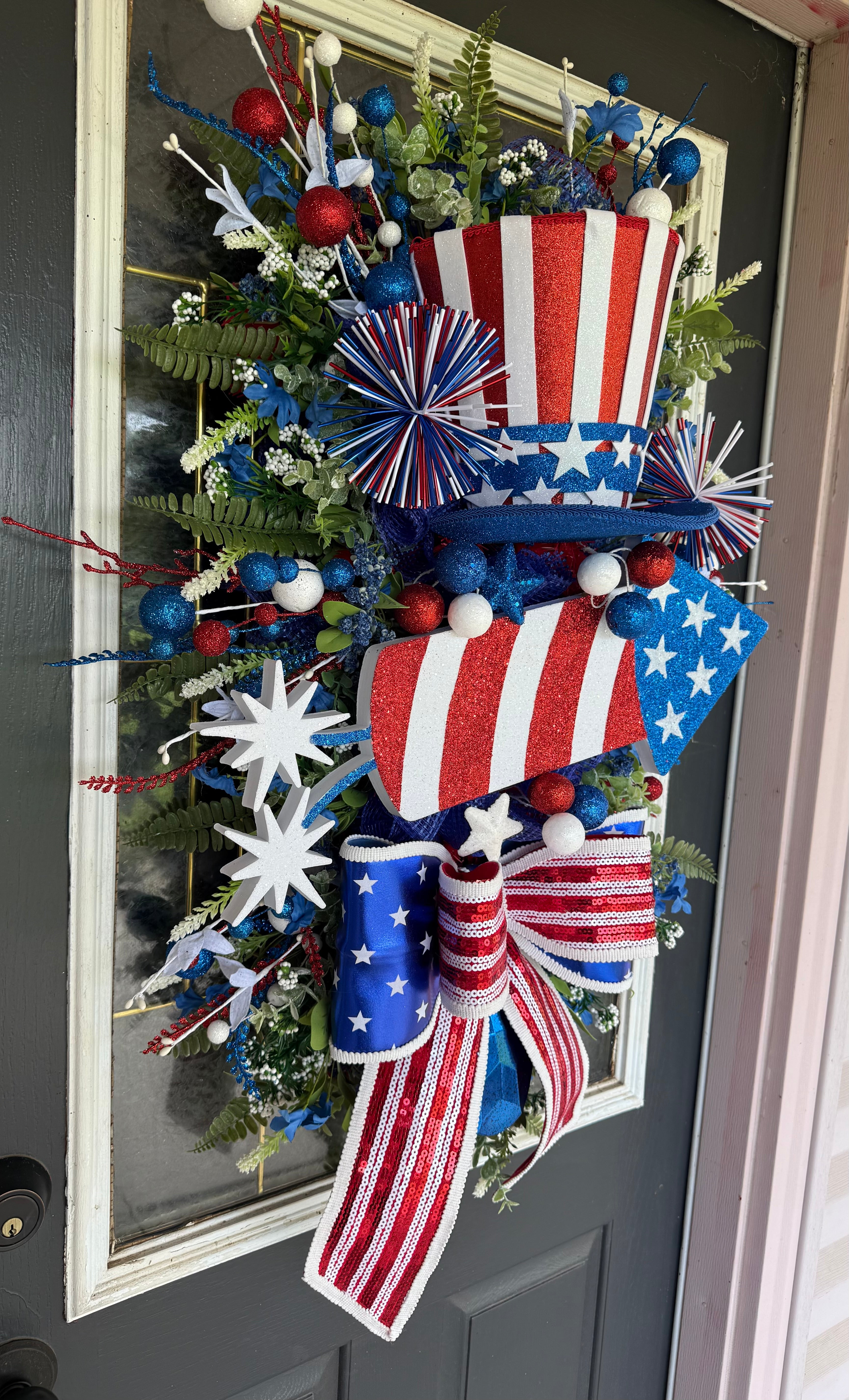 Uncle Sam Patriotic Door Swag – America 250 Front Door Decor