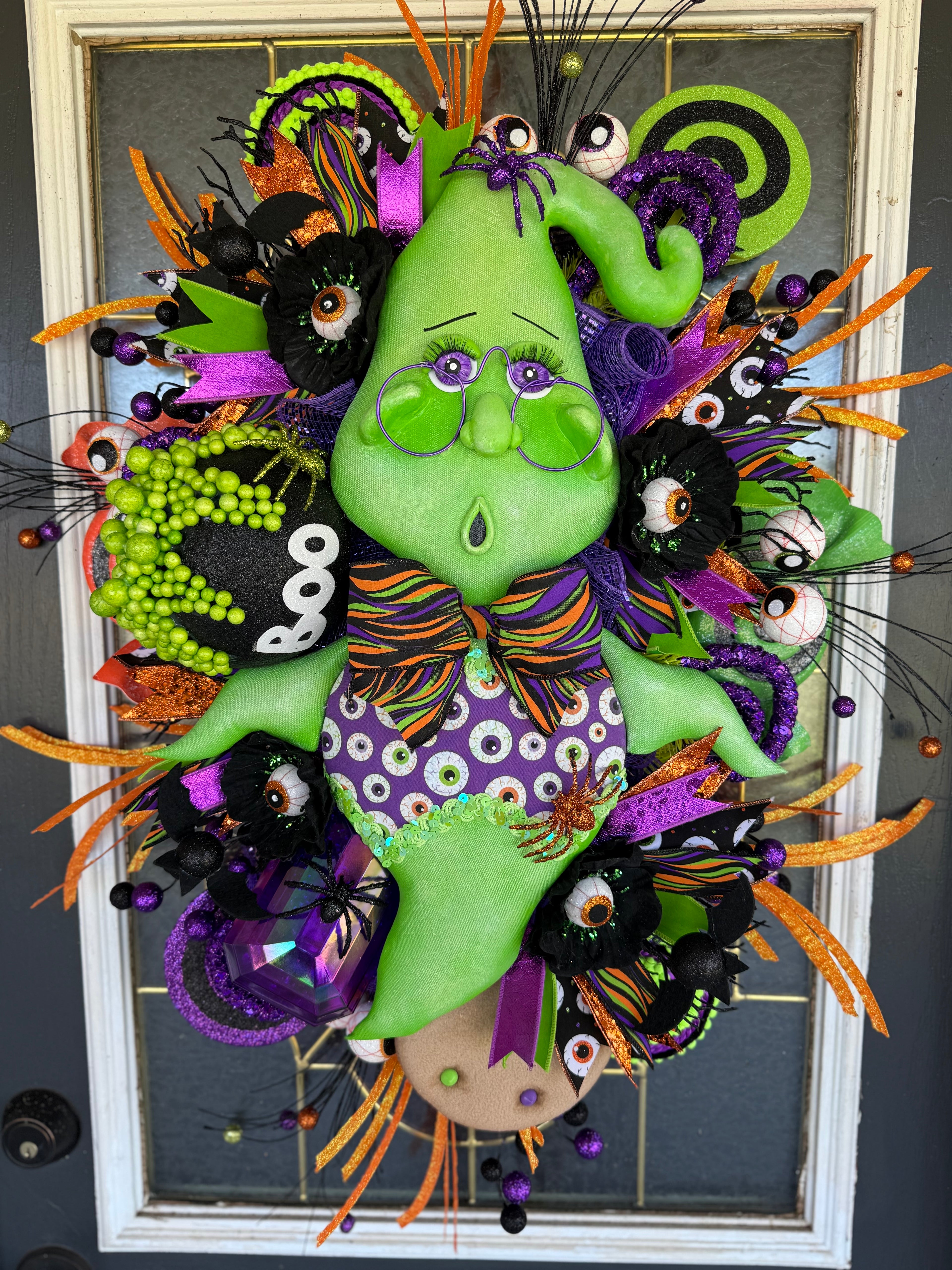 Boobert the Friendly Fun Ghost Halloween Wreath | Luxury Whimsical Front Door Decor | 28x20x8