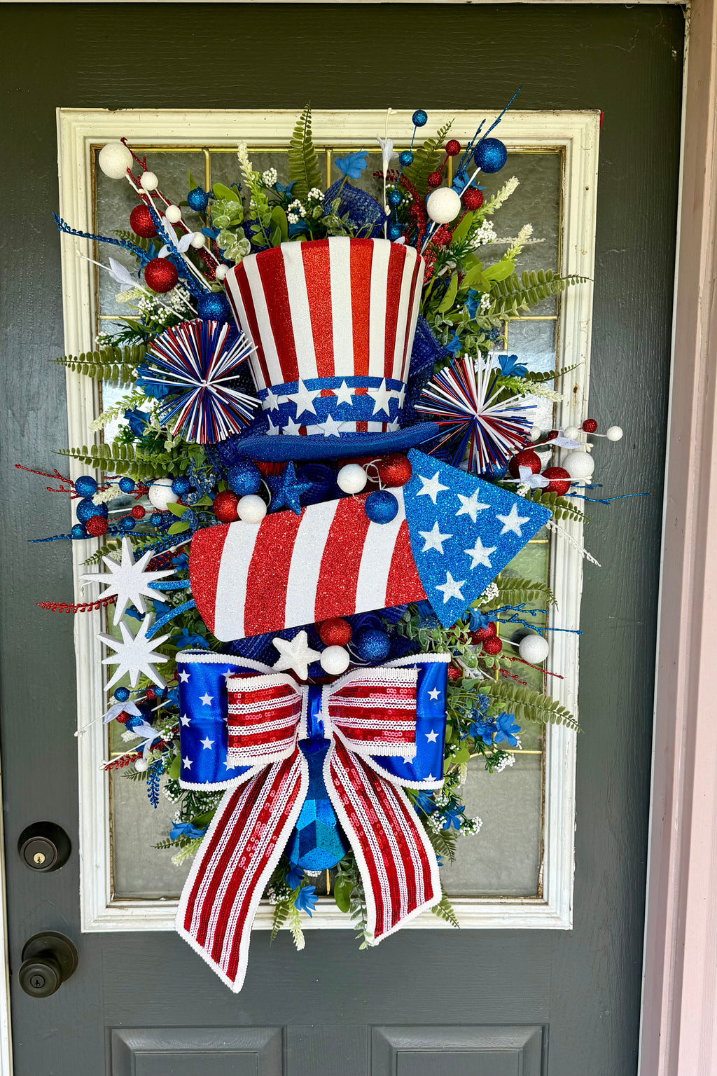 Uncle Sam Patriotic Door Swag – America 250 Front Door Decor