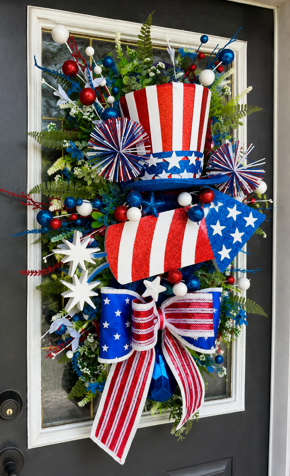 Uncle Sam Patriotic Door Swag – America 250 Front Door Decor