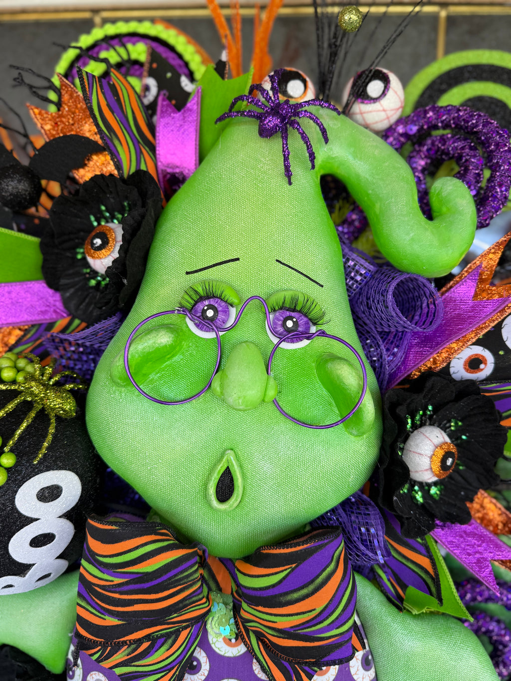 Boobert the Friendly Fun Ghost Halloween Wreath | Luxury Whimsical Front Door Decor | 28x20x8