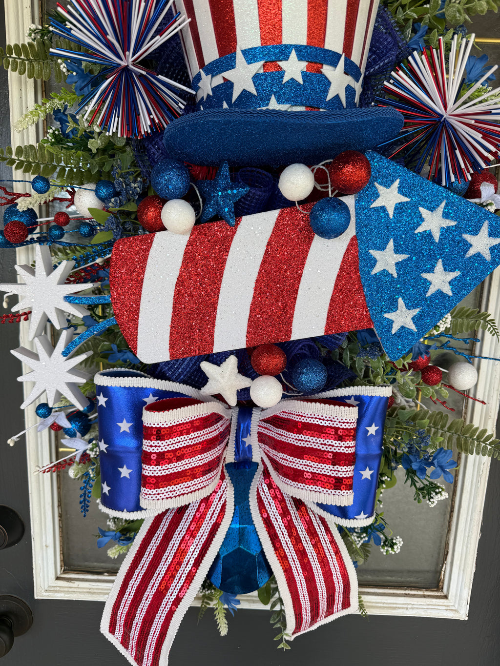 Uncle Sam Patriotic Door Swag – America 250 Front Door Decor