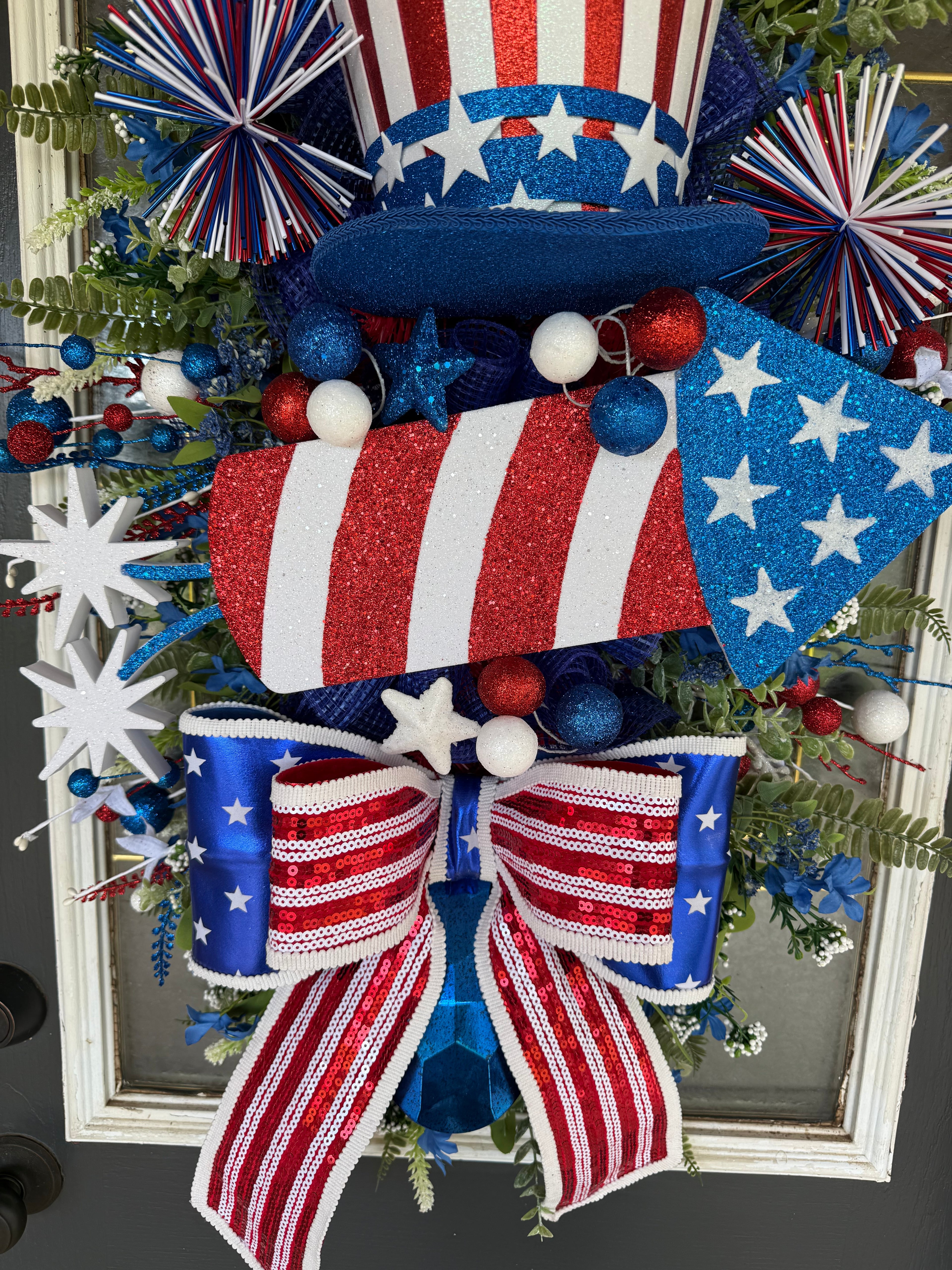 Uncle Sam Patriotic Door Swag – America 250 Front Door Decor
