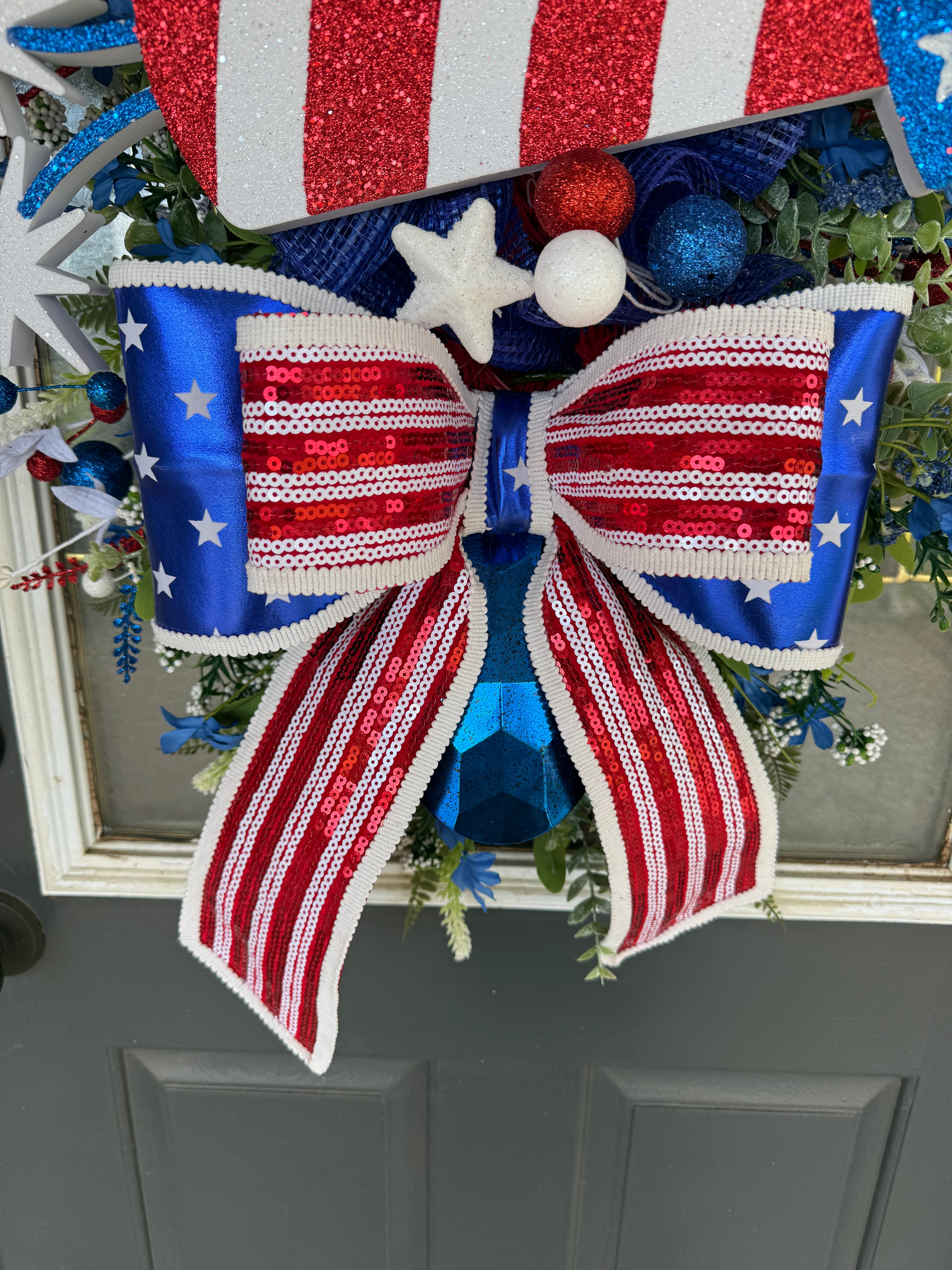 Uncle Sam Patriotic Door Swag – America 250 Front Door Decor