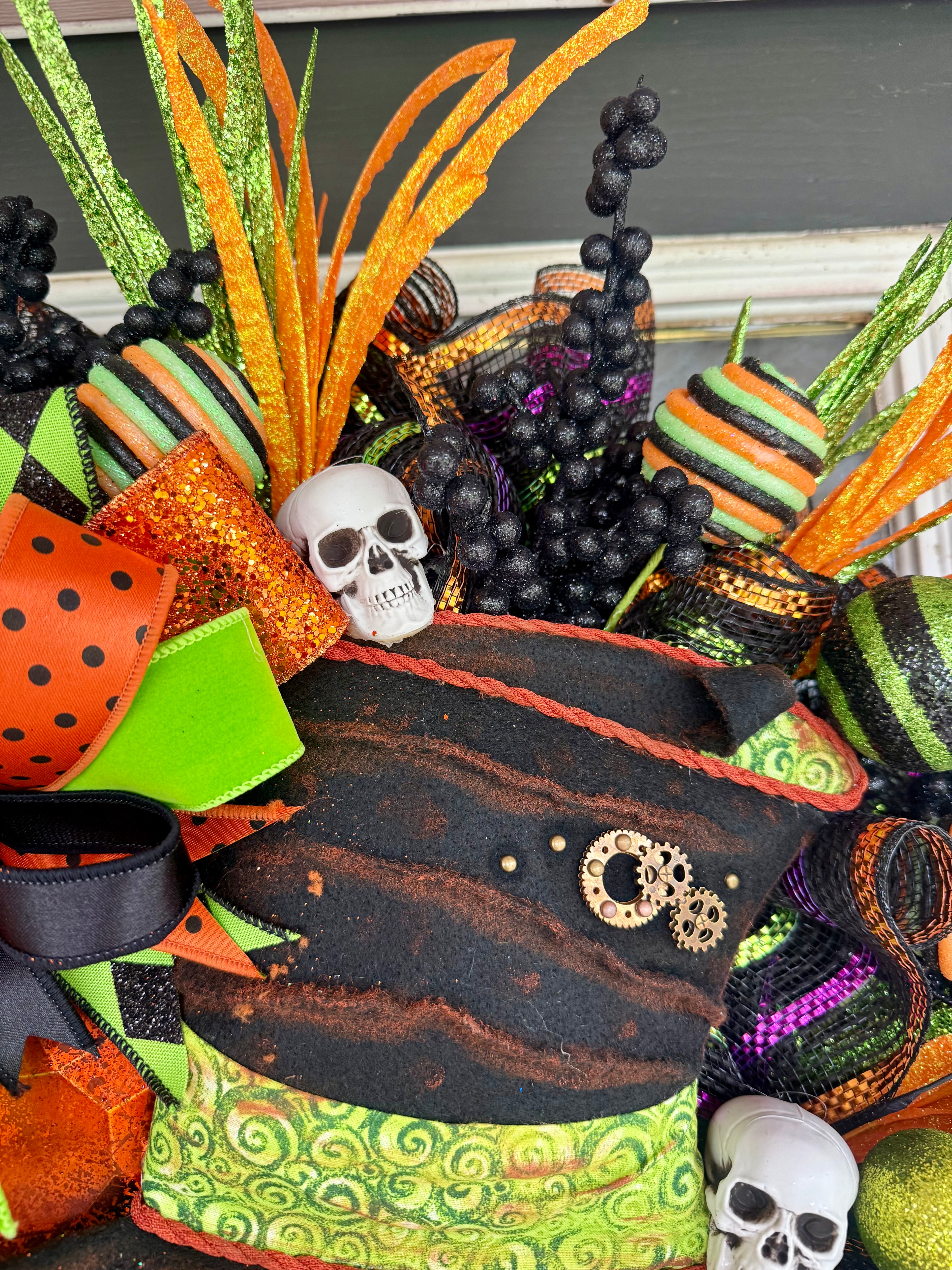 Luxury Halloween Jack-O’-Lantern Wreath | One-of-a-Kind Handmade Front Door Decor | Oversized Pumpkin | Spooky Fall Decor