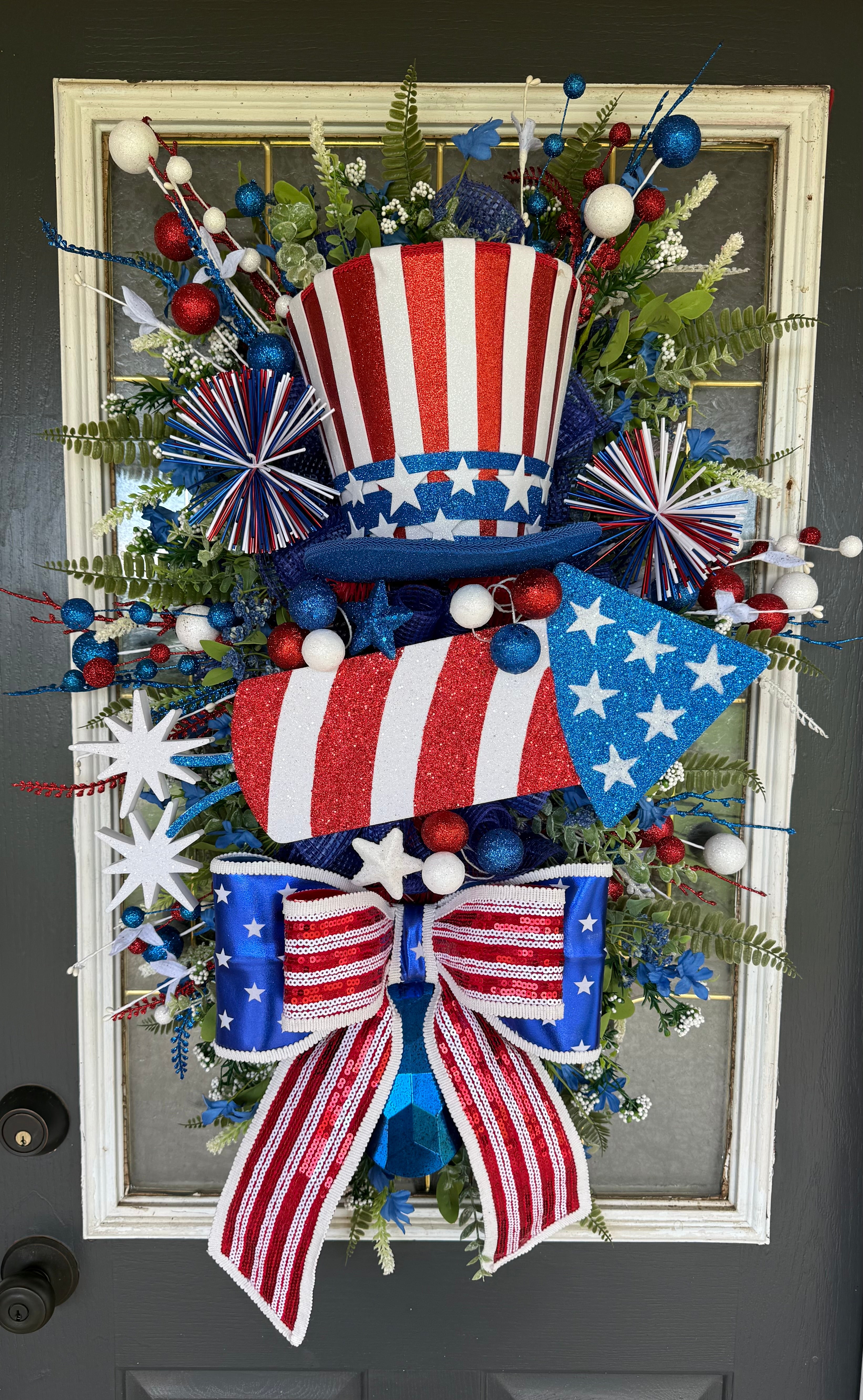 Uncle Sam Patriotic Door Swag – America 250 Front Door Decor
