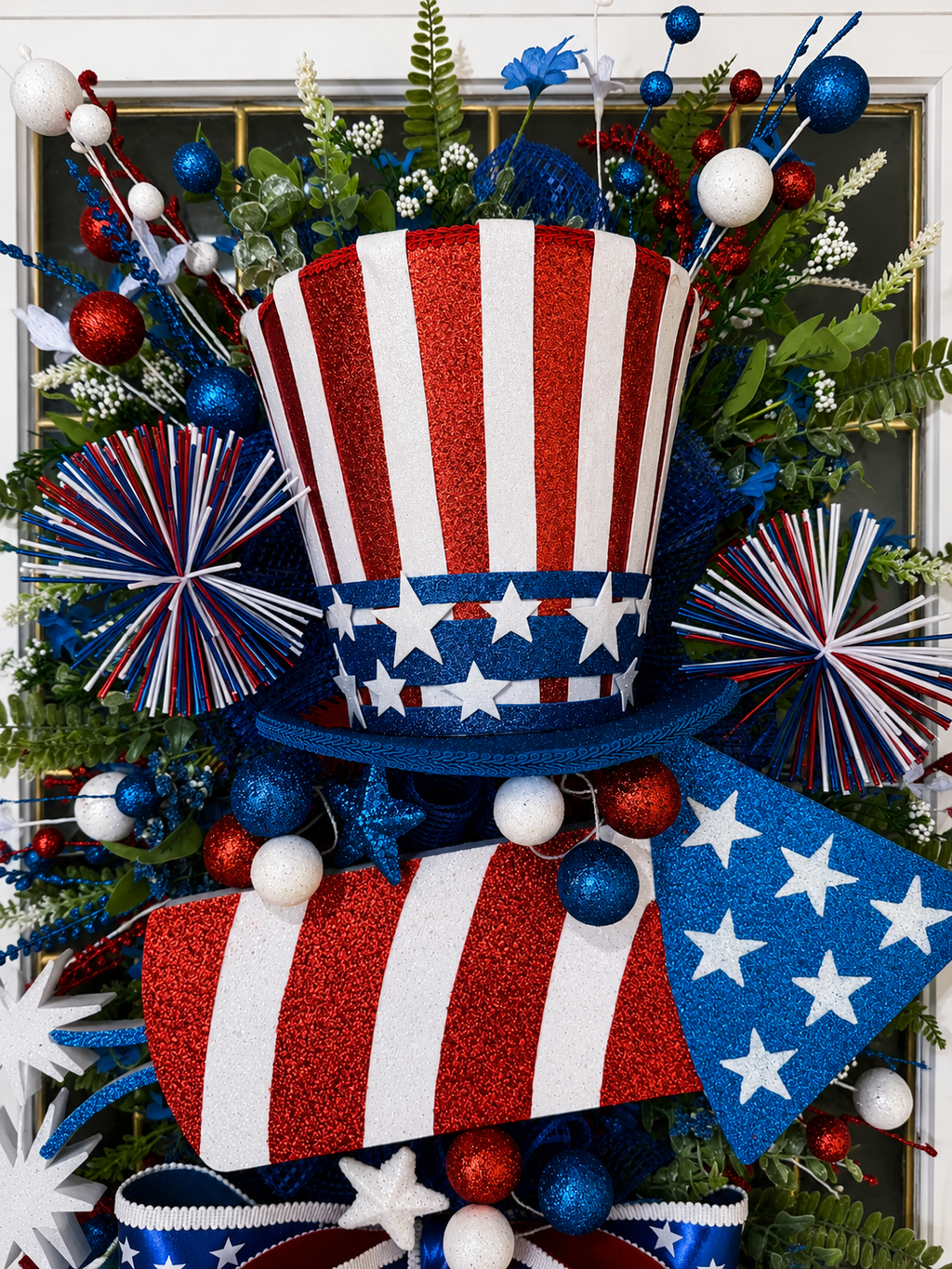 Uncle Sam Patriotic Door Swag – America 250 Front Door Decor