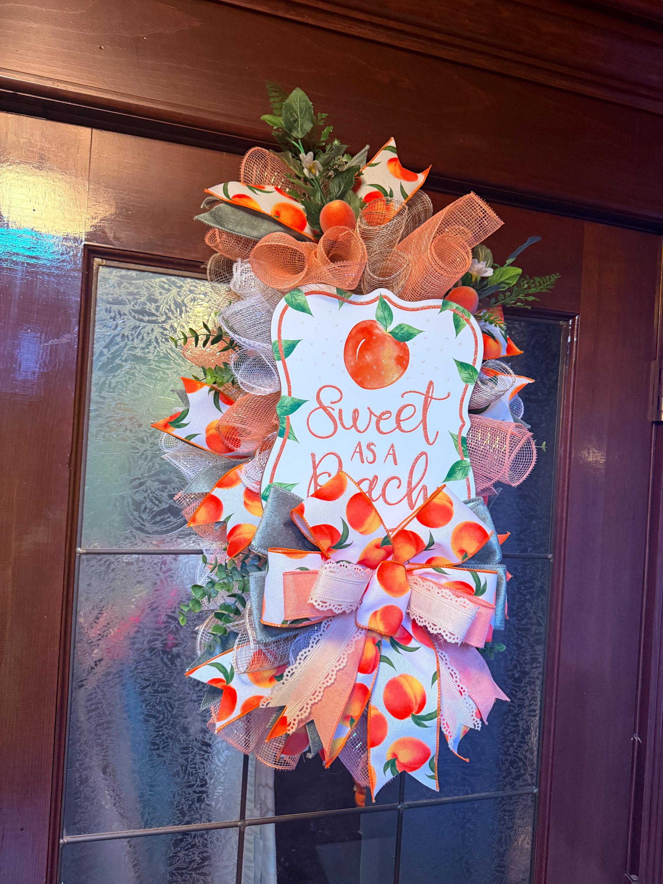 Handmade Peach Spring Wreath | Farmhouse Front Door Decor