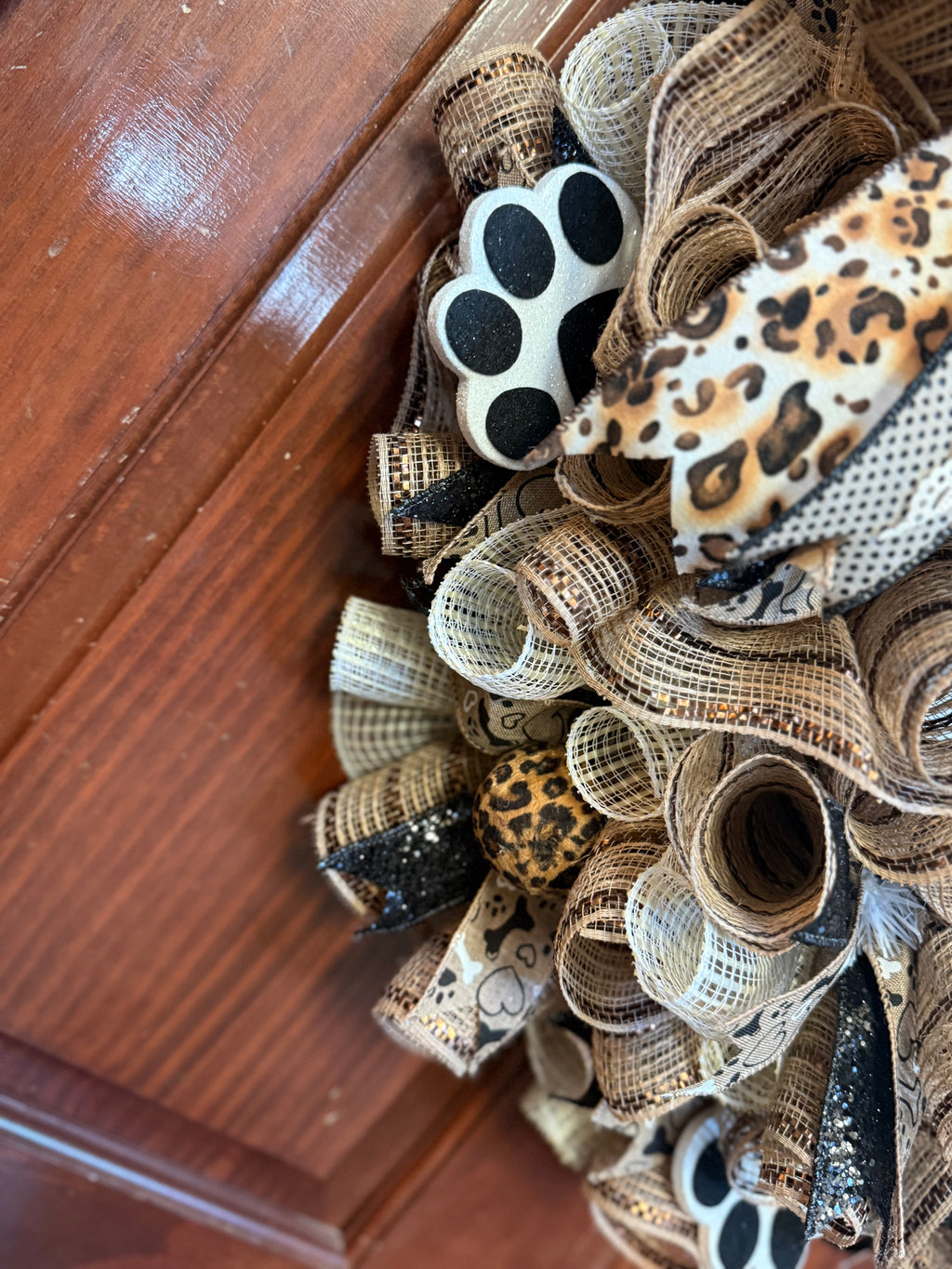 Dog Lover Wreath, Neutral Burlap Leopard Paw Print Welcome Sign, Farmhouse Pet Decor