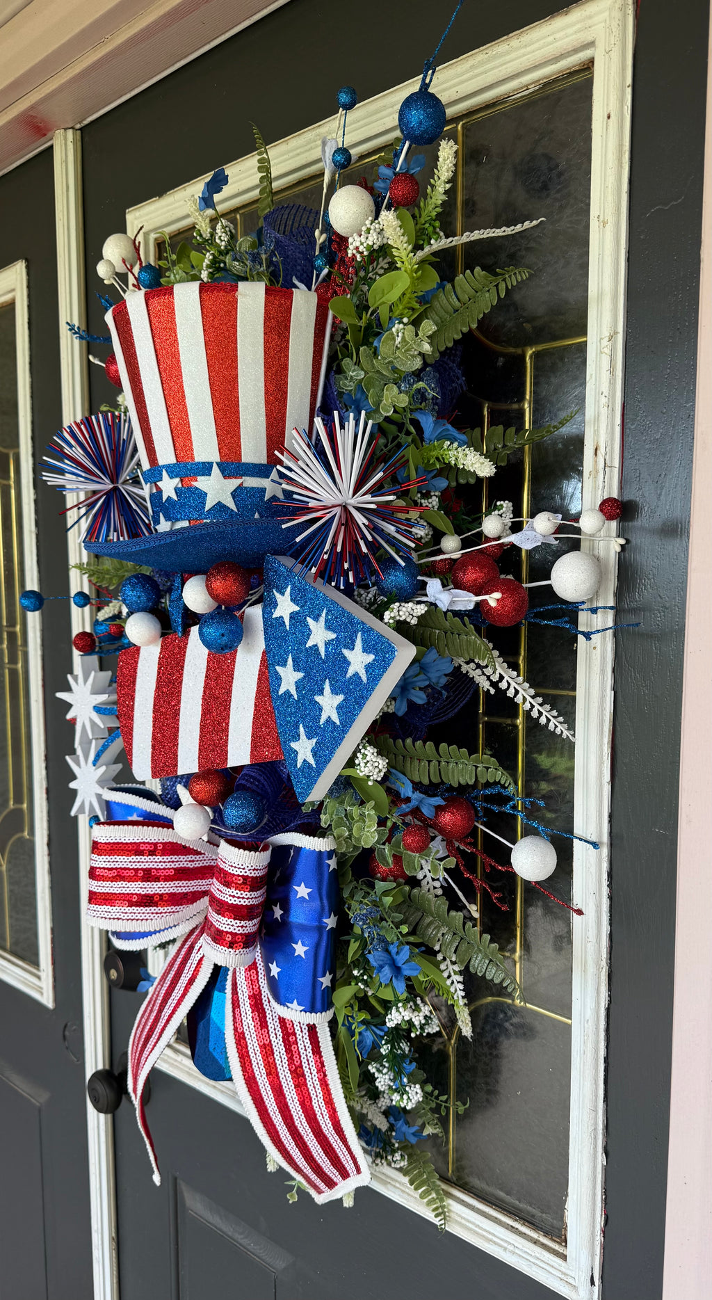 Uncle Sam Patriotic Door Swag – America 250 Front Door Decor
