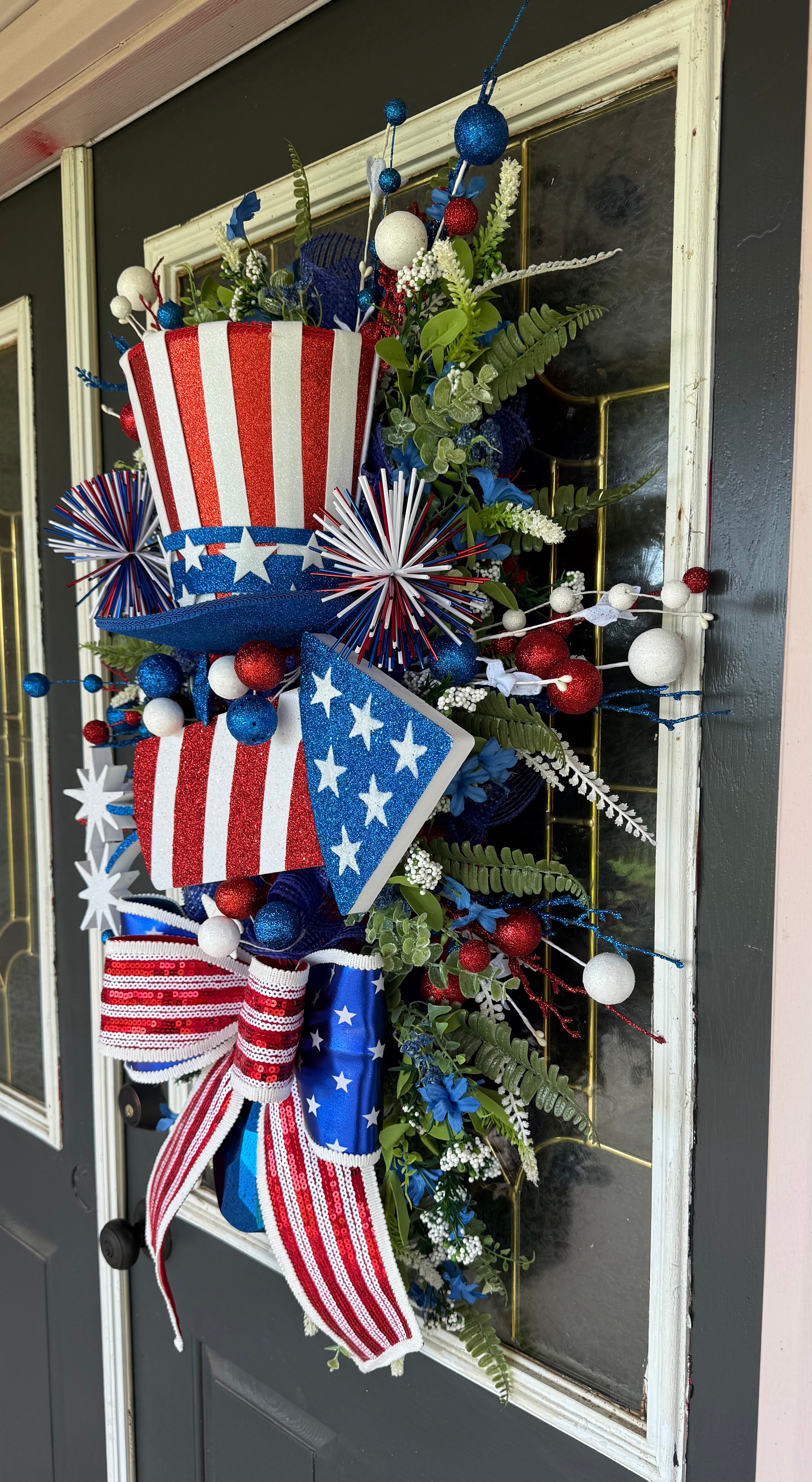 Uncle Sam Patriotic Door Swag – America 250 Front Door Decor