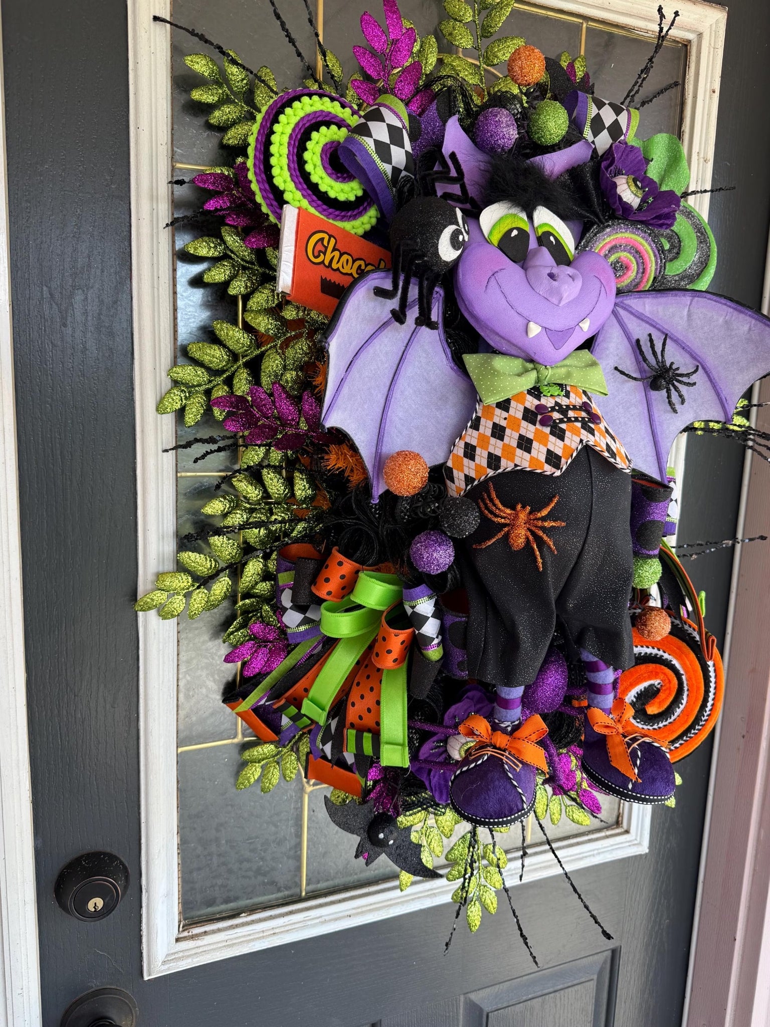 8. Boomerang Luxury Halloween Vampire Wreath | Extra Large Bat Door Hanger | Handmade Halloween Decor | 32x25x12