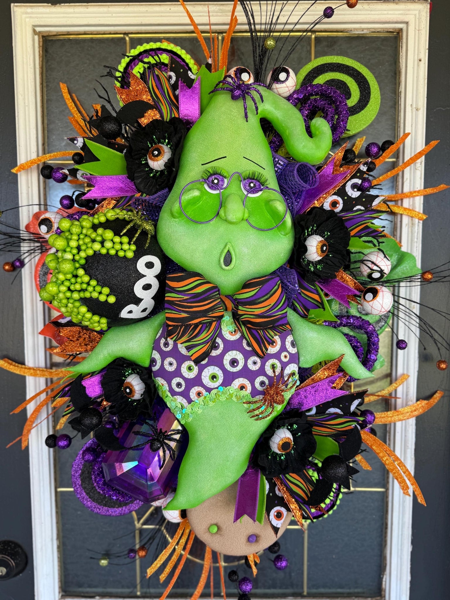 10. Boobert the Friendly Fun Ghost Halloween Wreath | Luxury Whimsical Front Door Decor | 28x20x8