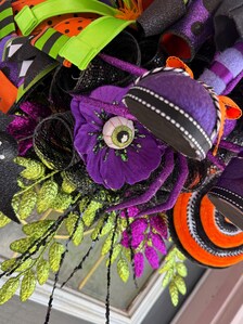8. Boomerang Luxury Halloween Vampire Wreath | Extra Large Bat Door Hanger | Handmade Halloween Decor | 32x25x12