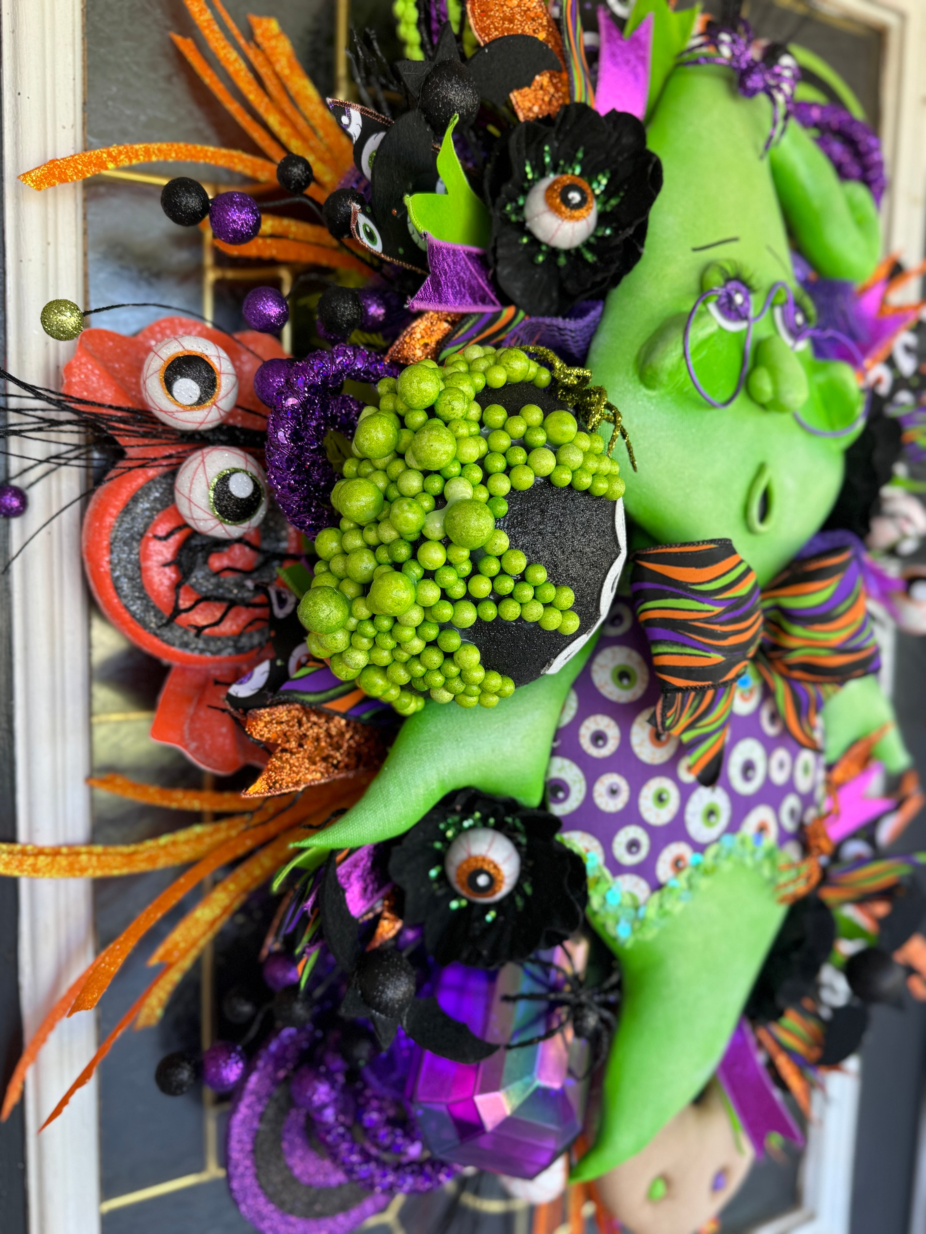 Boobert the Friendly Fun Ghost Halloween Wreath | Luxury Whimsical Front Door Decor | 28x20x8