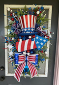 Uncle Sam Patriotic Door Swag – America 250 Front Door Decor