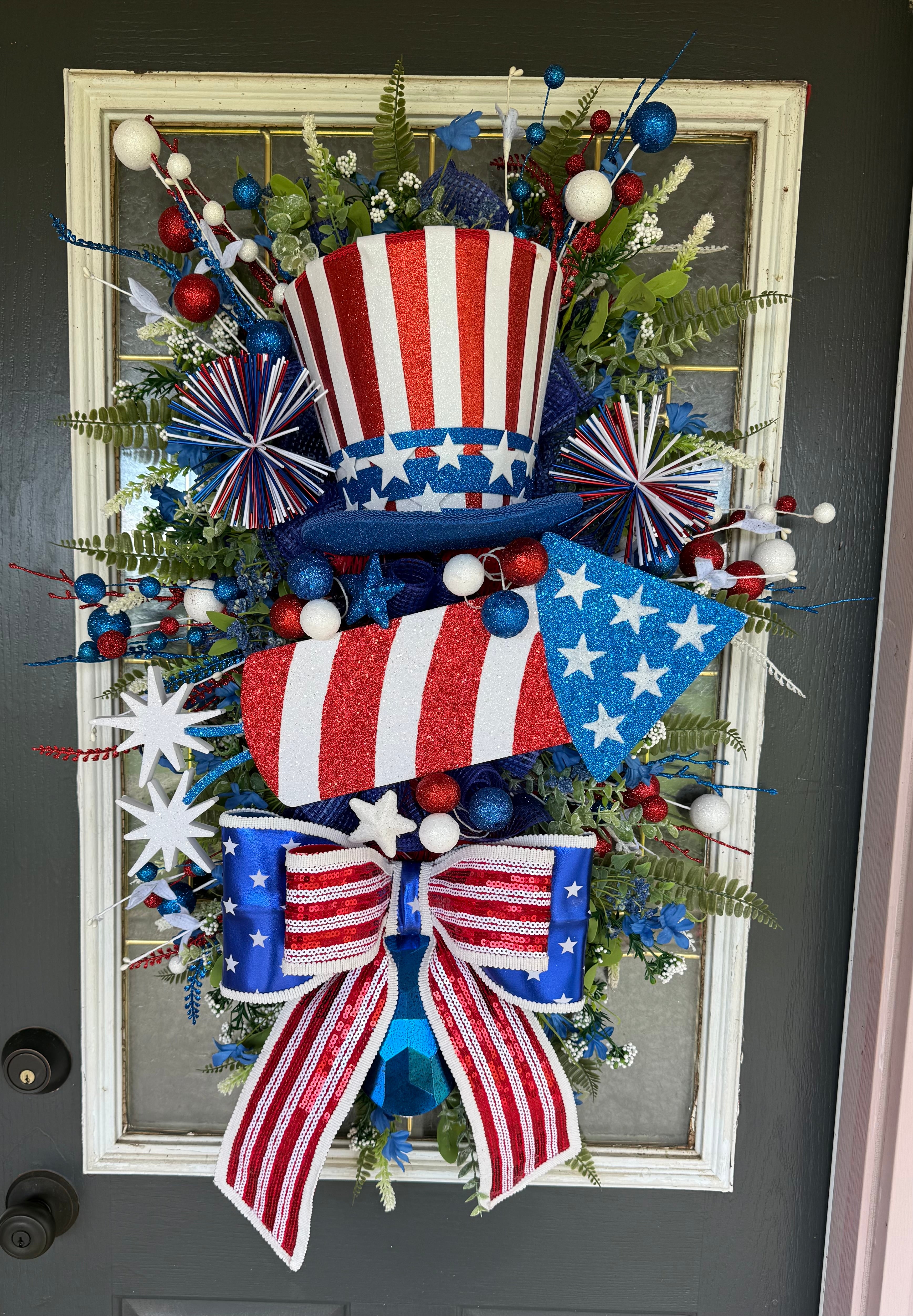 Uncle Sam Patriotic Door Swag – America 250 Front Door Decor