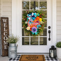 Handmade Floral Welcome Wreath | Colorful Spring Door Decor
