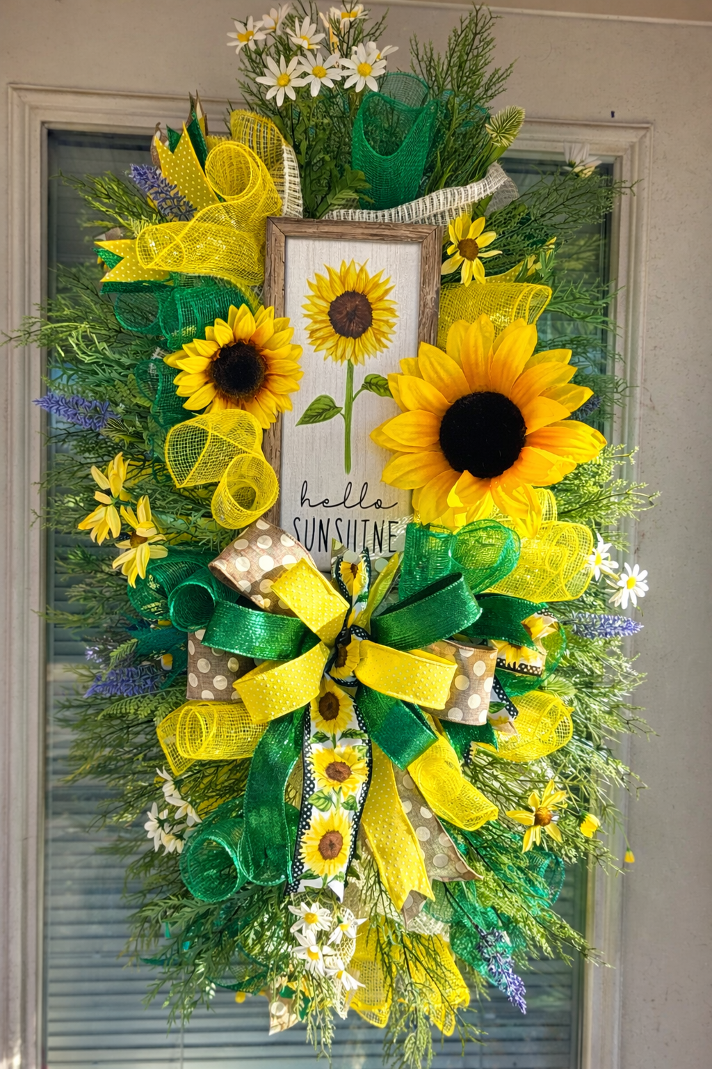Sunflower Welcome Wreath | Farmhouse Hello Sunshine Door Hanger