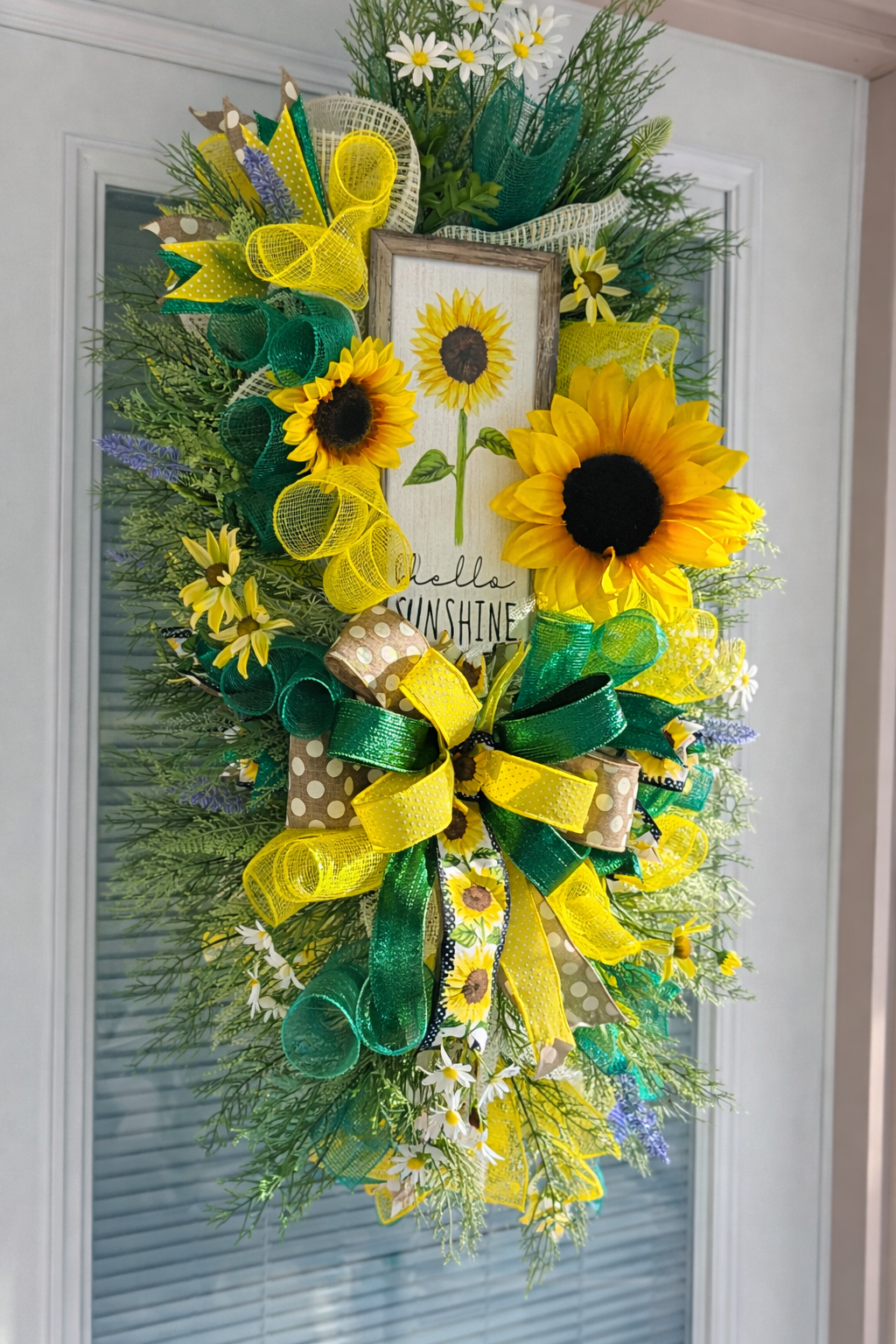 Sunflower Welcome Wreath | Farmhouse Hello Sunshine Door Hanger