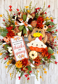 Handmade Thanksgiving Turkey Wreath, Pumpkin Pie, Fall Front Door Decor (36" Tall)