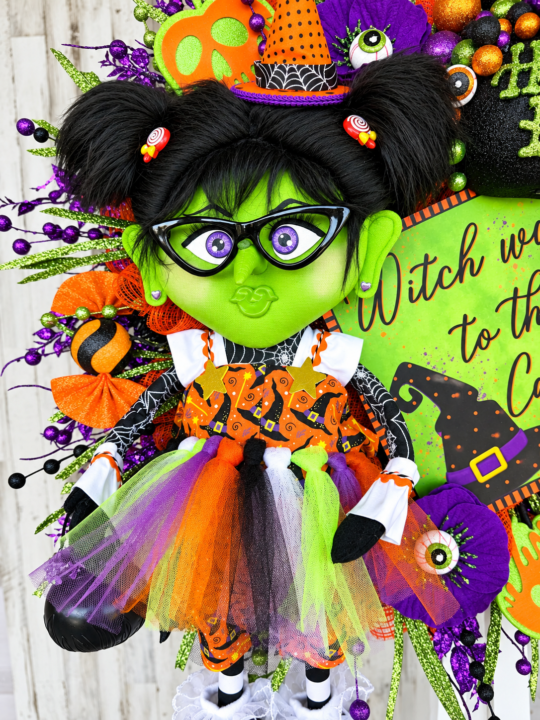 Whimsical Witch Halloween Wreath – “Witch Way to the Candy”