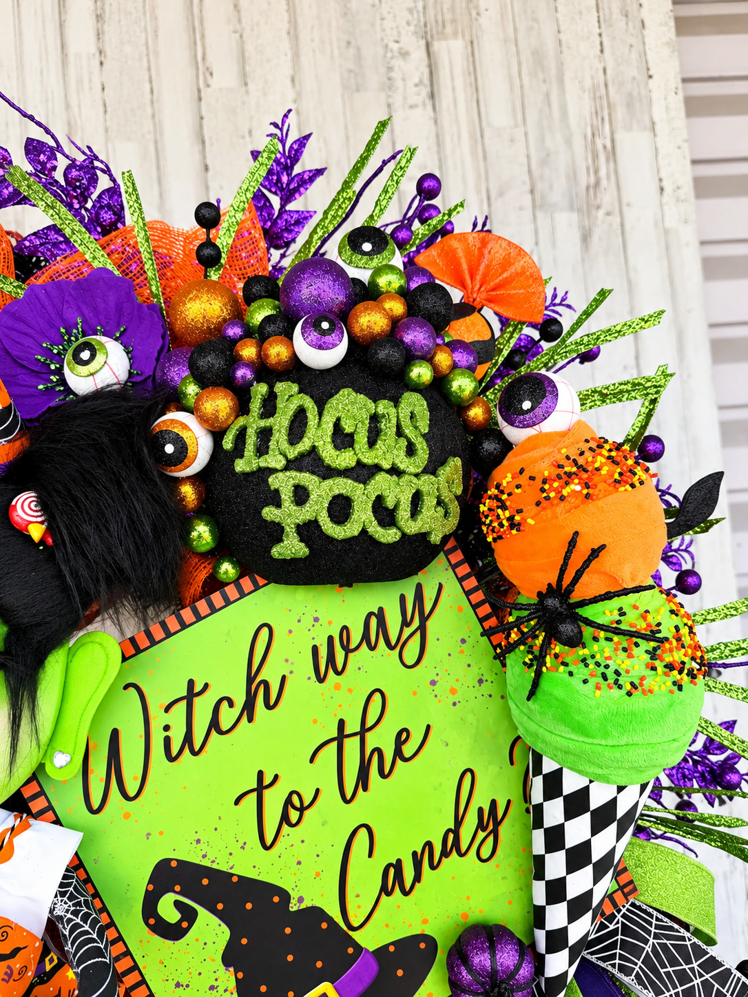 Whimsical Witch Halloween Wreath – “Witch Way to the Candy”