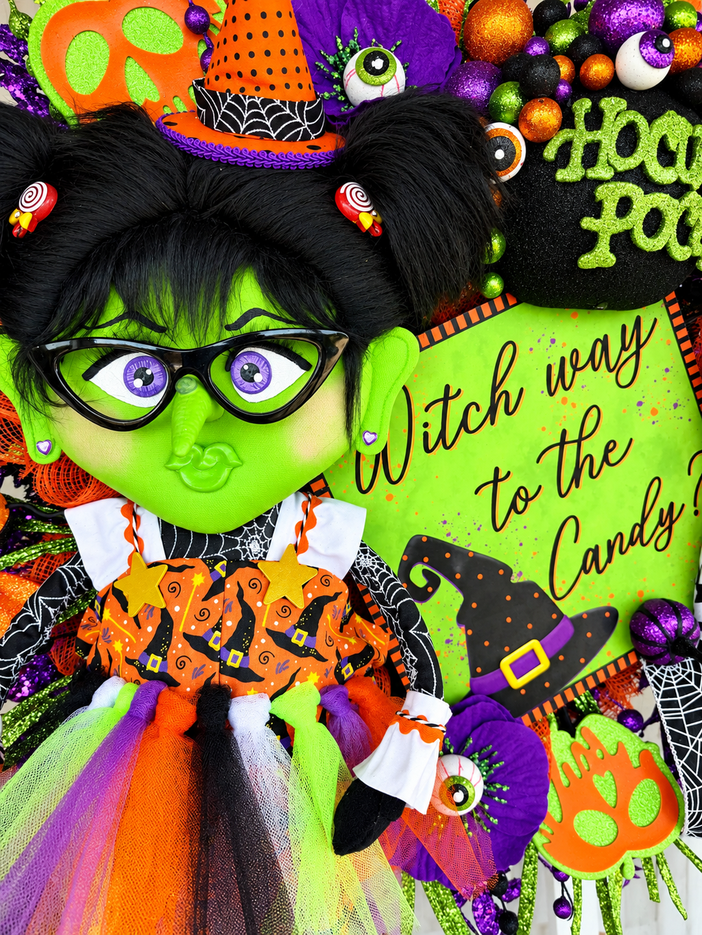 Whimsical Witch Halloween Wreath – “Witch Way to the Candy”