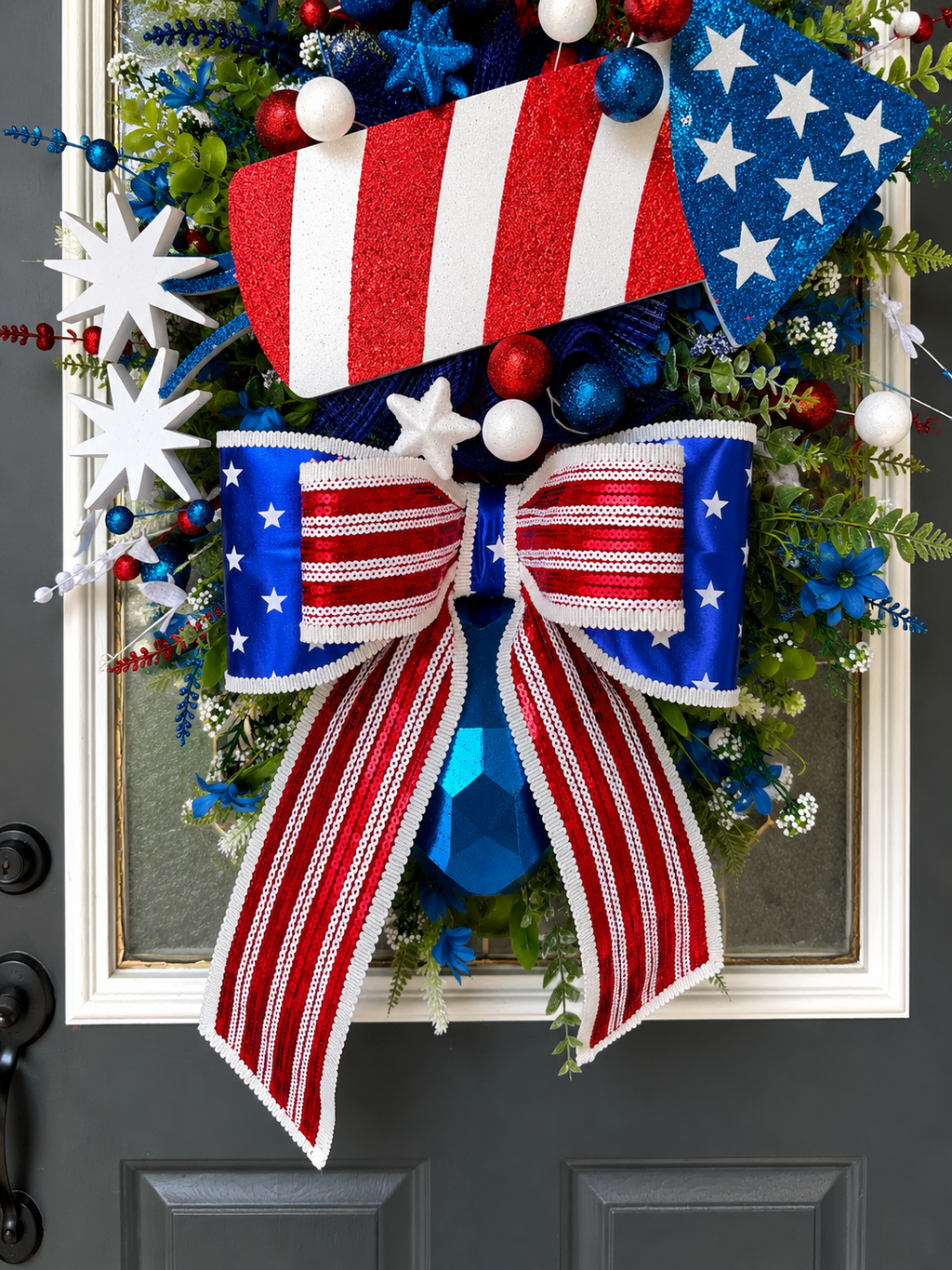 Uncle Sam Patriotic Door Swag – America 250 Front Door Decor