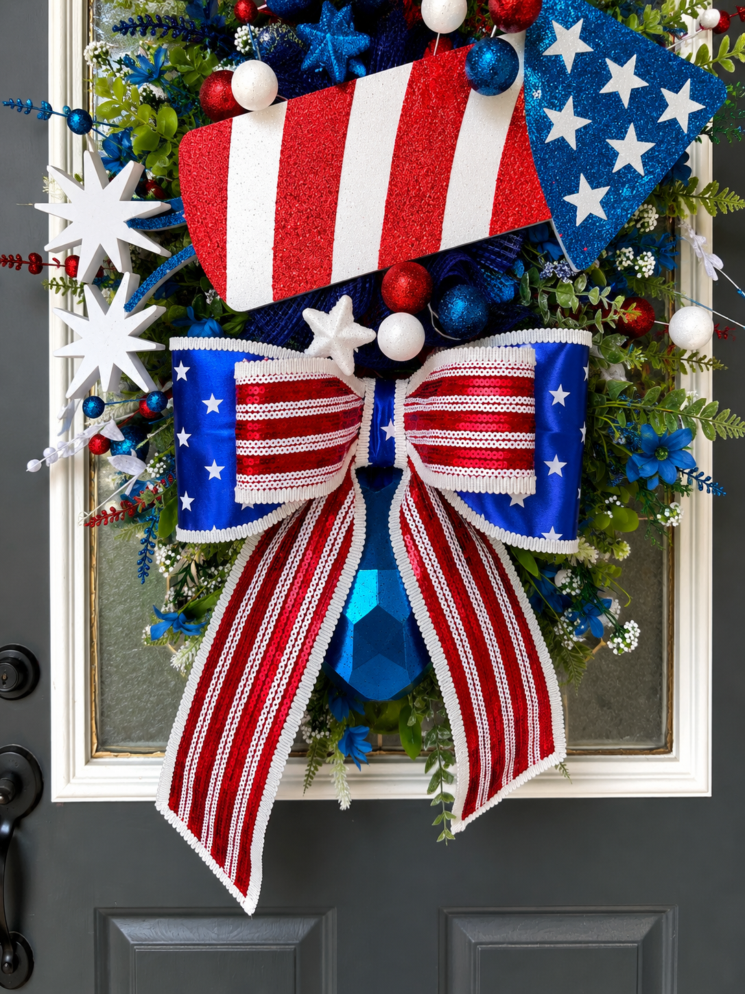 Uncle Sam Patriotic Door Swag – America 250 Front Door Decor