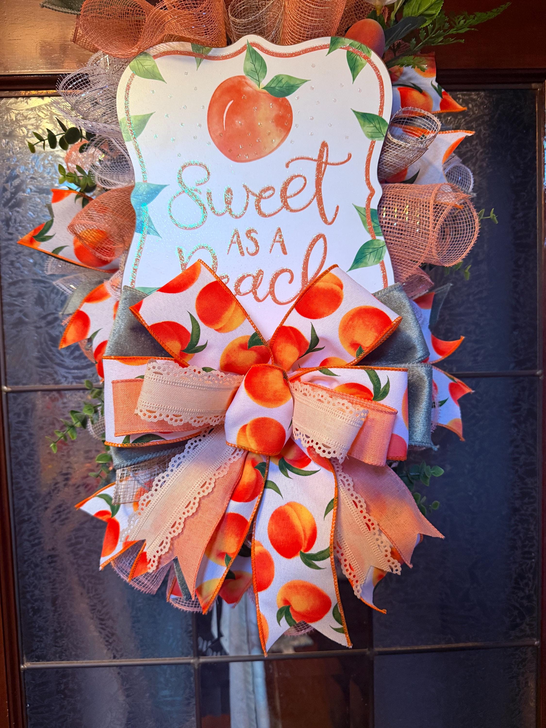 Handmade Peach Spring Wreath | Farmhouse Front Door Decor