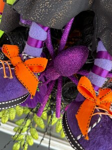 Boomerang Luxury Halloween Vampire Wreath | Extra Large Bat Door Hanger | Handmade Halloween Decor | 32x25x12