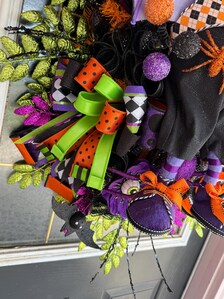 Boomerang Luxury Halloween Vampire Wreath | Extra Large Bat Door Hanger | Handmade Halloween Decor | 32x25x12