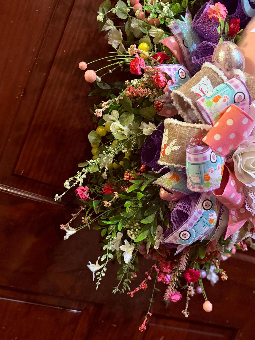 Pastel Easter Bunny Door Swag – Luxury Spring Front Door Decor