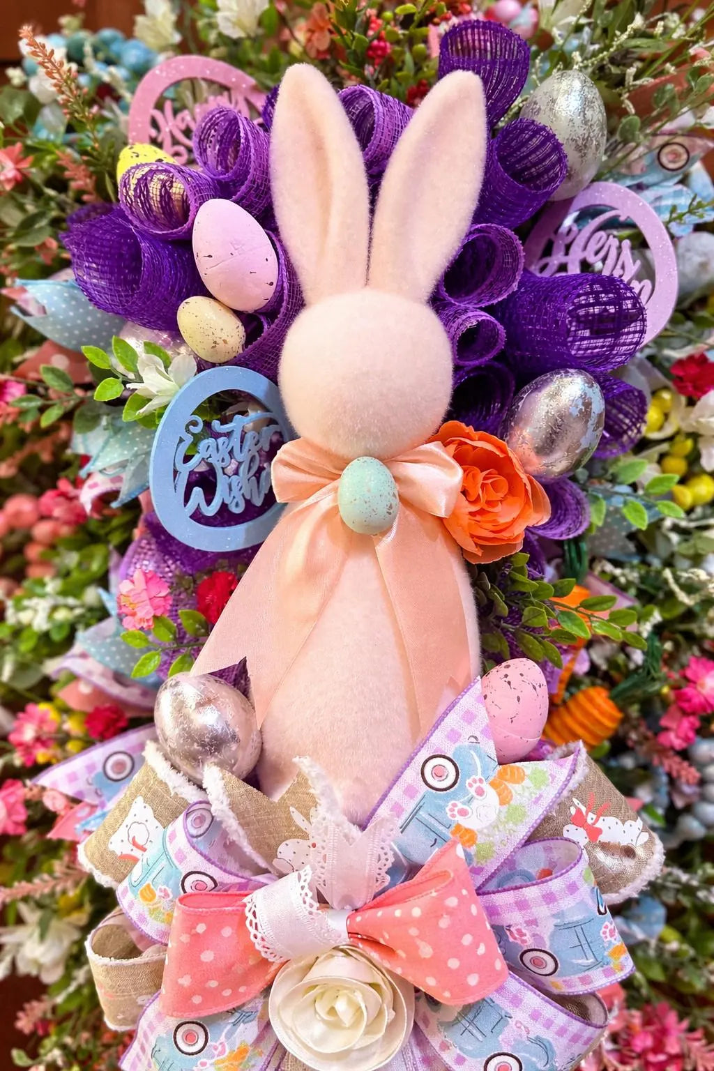 Pastel Easter Bunny Door Swag – Luxury Spring Front Door Decor