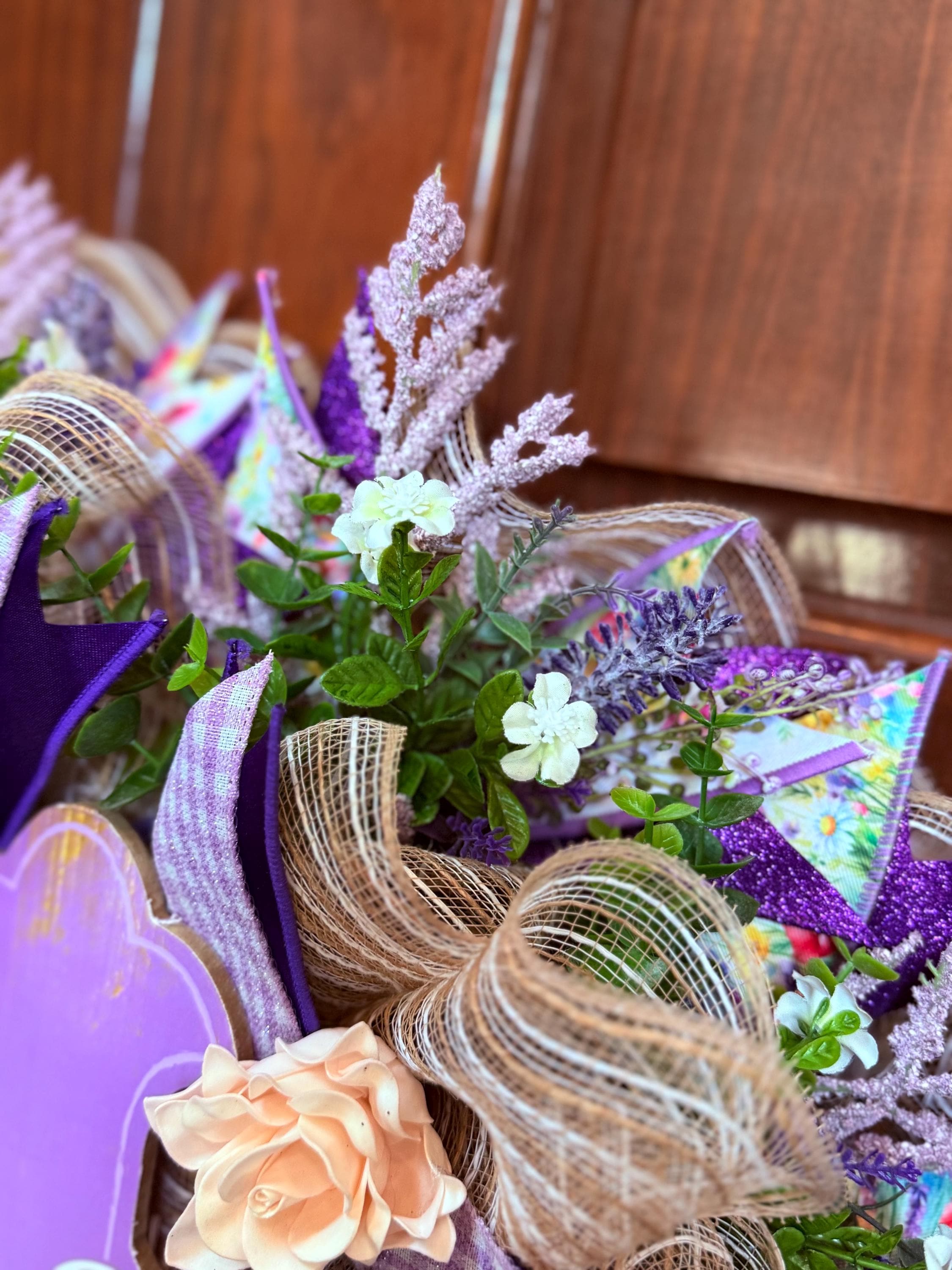 He Is Risen Cross Wreath, Purple Christian Easter Door Decor