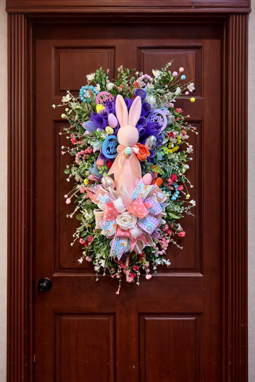 Pastel Easter Bunny Door Swag – Luxury Spring Front Door Decor