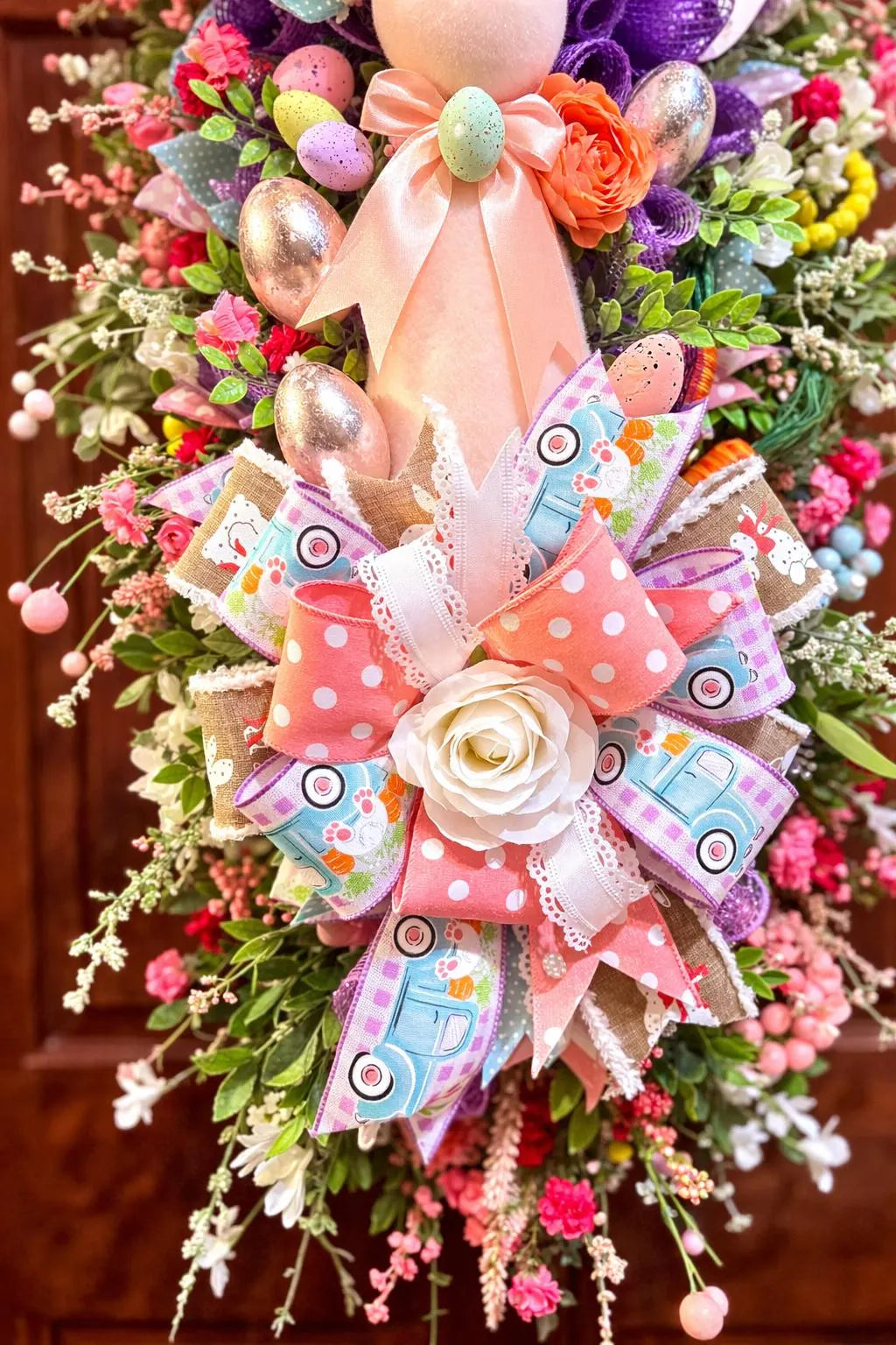 Pastel Easter Bunny Door Swag – Luxury Spring Front Door Decor