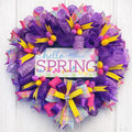 Purple Tulip Spring Wreath, Hello Spring Door Decor, Handcrafted Floral Accent