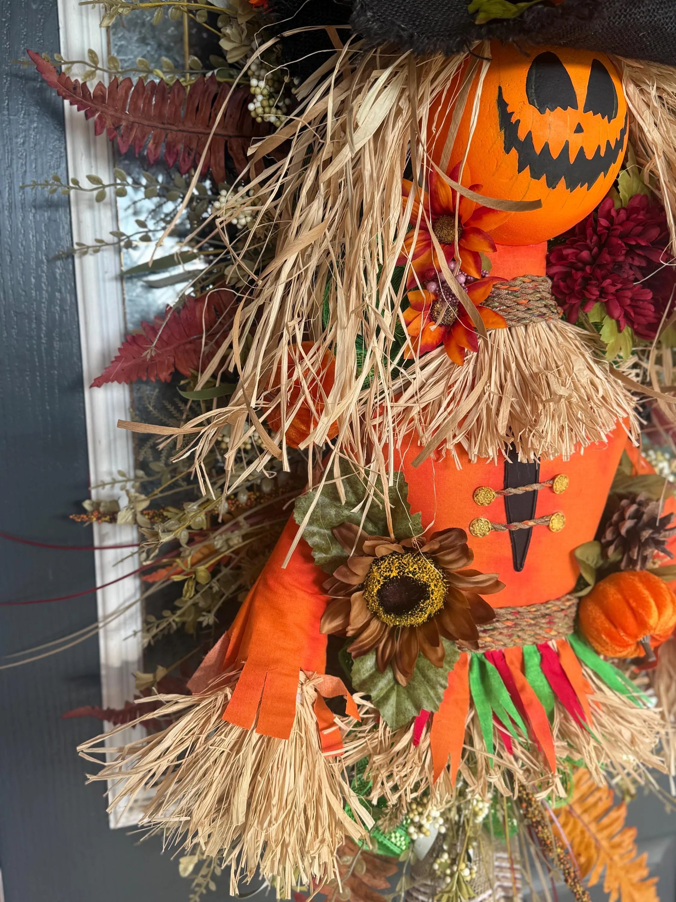Large Rustic Scarecrow Door Hanger Fall Pumpkin Porch Decor