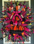 Whimsical Pink & Orange Halloween Pumpkin Swag – Luxury Handmade Decor
