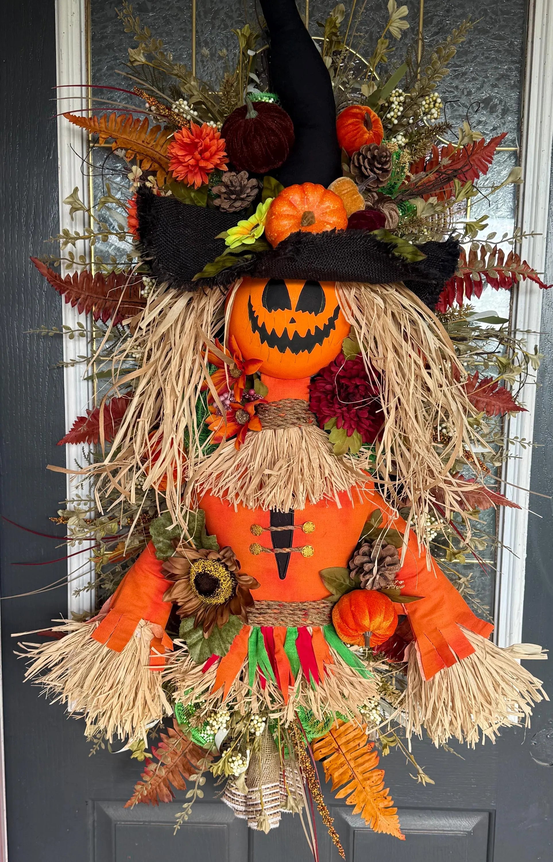 Large Rustic Scarecrow Door Hanger Fall Pumpkin Porch Decor