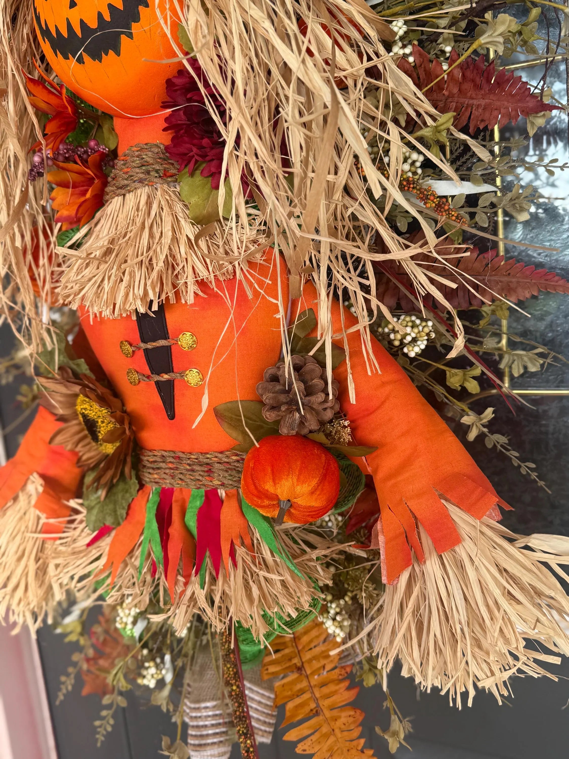 Large Rustic Scarecrow Door Hanger Fall Pumpkin Porch Decor